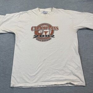Texas Longhorns Shirt Men Large White 2002 Baseball Champions Graphic Tee